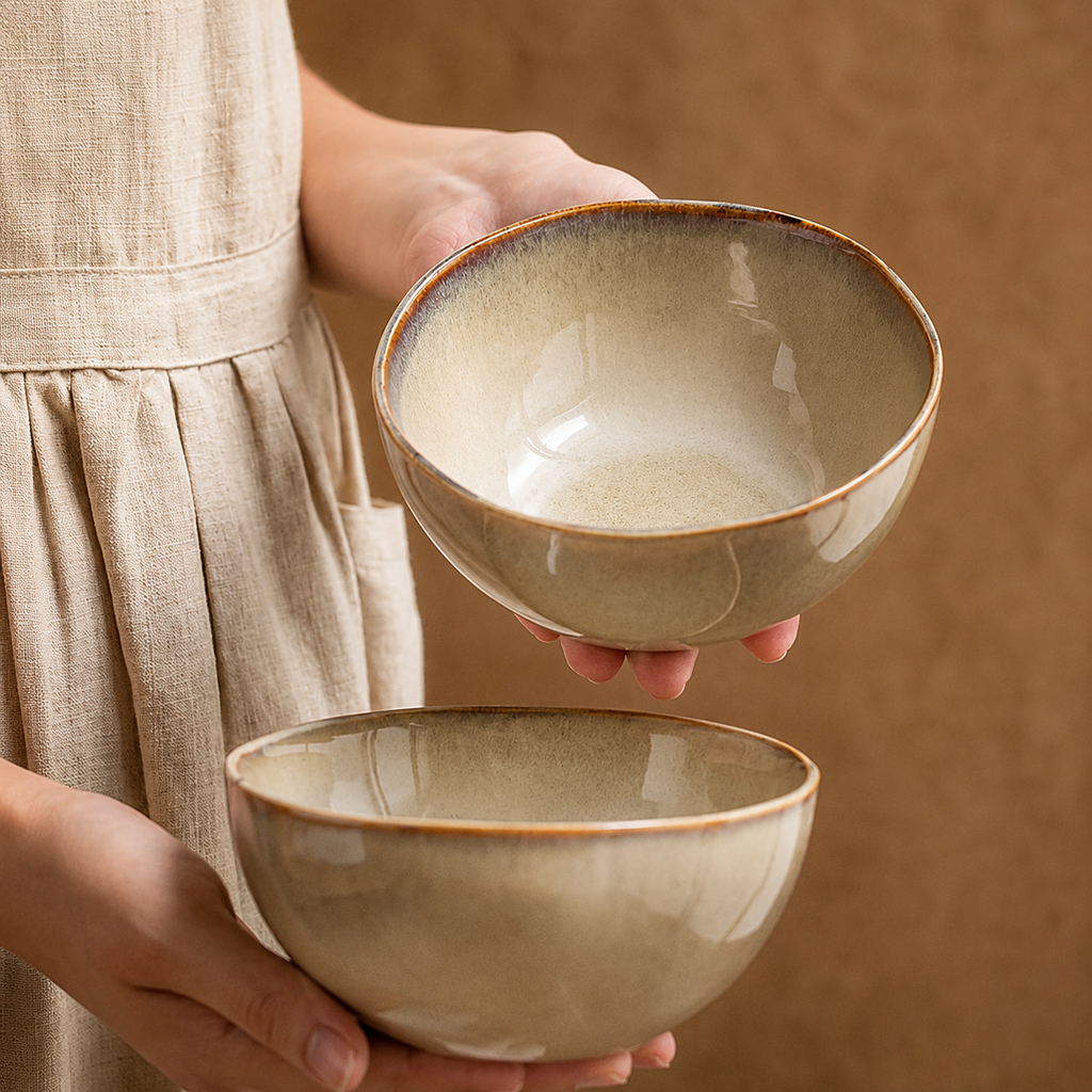 Bowl de Cerâmica Vintage com Bordas Irregulares