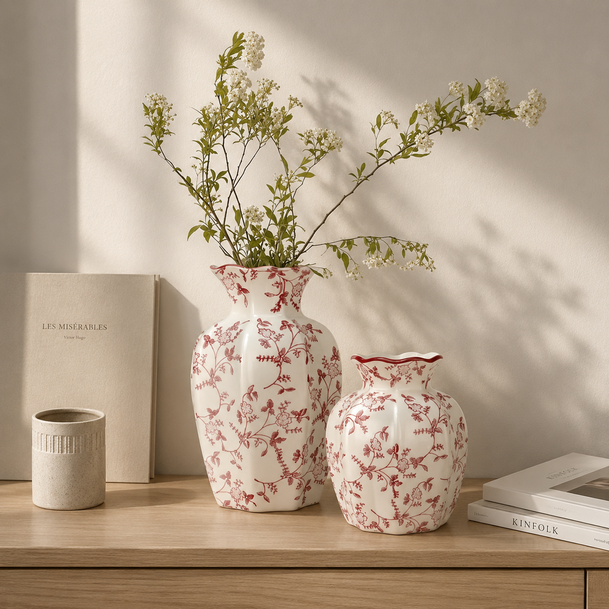 Vaso Porcelana Decorativo Imperial Azul e Branco
