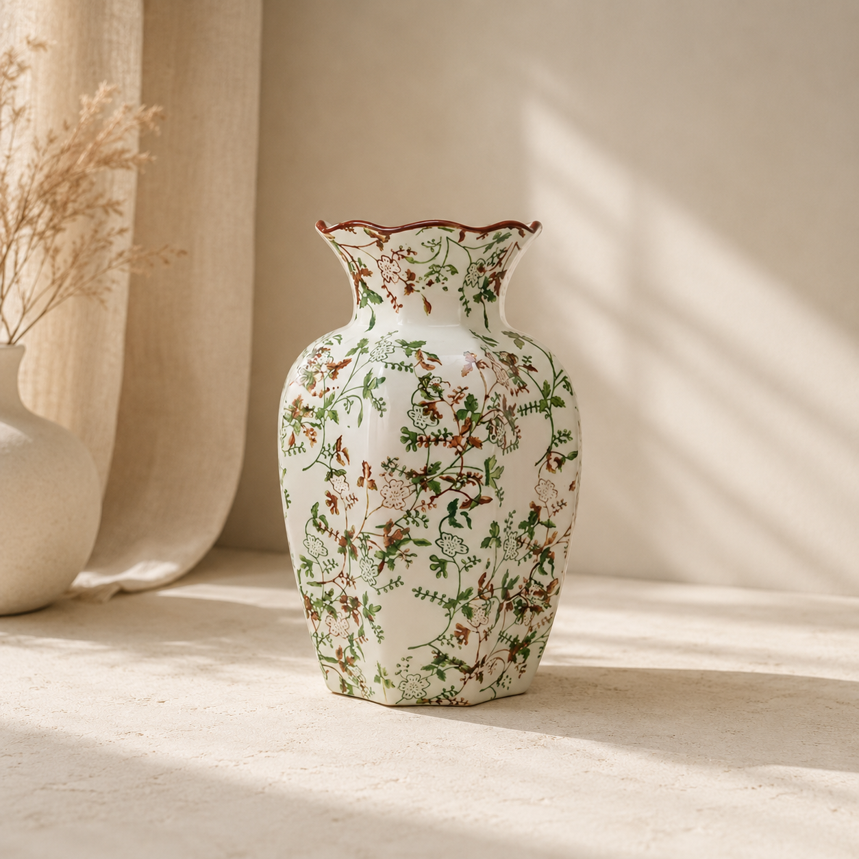 Vaso Porcelana Decorativo Imperial Azul e Branco