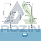 Rozin-Deck Torneira De Cozinha Montada, Torneira Misturadora, Rotação De 360 Graus, Bico De Pulverizador De Corrente, Pia De Cozinha, Torneiras Quentes E Frias