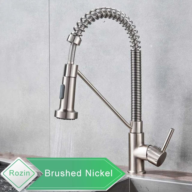 Rozin-Deck Torneira De Cozinha Montada, Torneira Misturadora, Rotação De 360 Graus, Bico De Pulverizador De Corrente, Pia De Cozinha, Torneiras Quentes E Frias