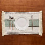 1/4/6 peças de Jogos Americanos Retangulares Estilo Fazenda, com Borlas Tecidas. Ideal para Decorar Mesas de Jantar e Cozinha