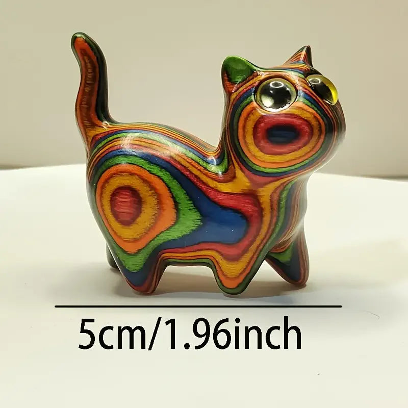 1 gatinho de madeira pintado escultura criativa de madeira pequeno gato casa festival entrada decoração pequena estátua ornamentos