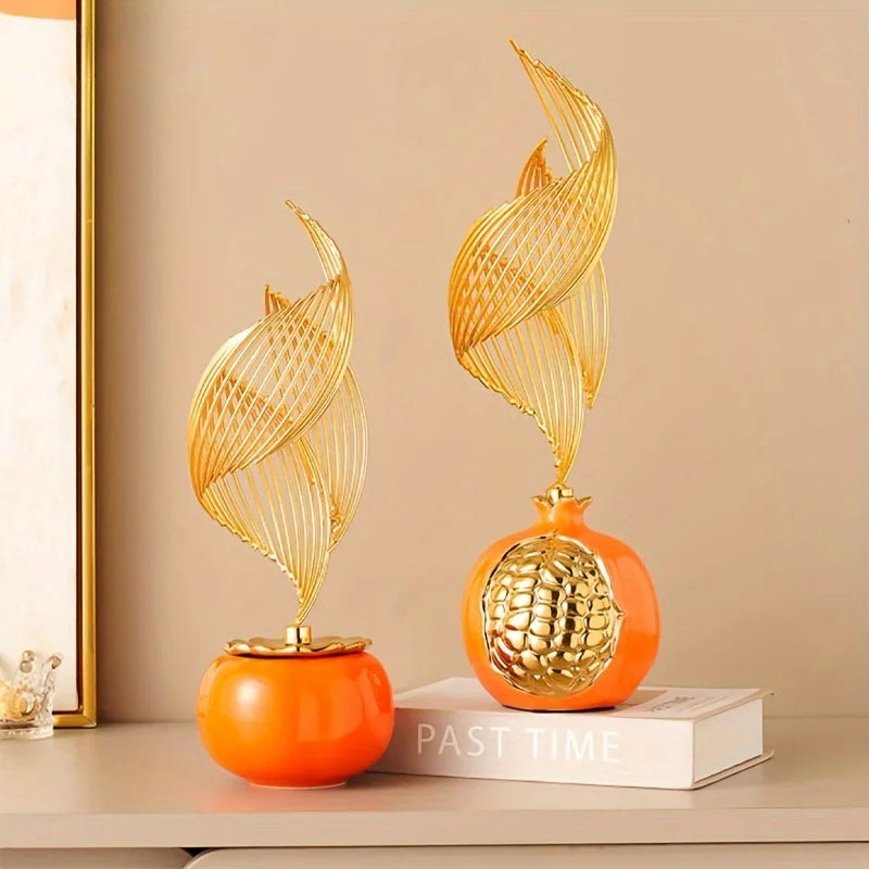 Estátuas cerâmicas luxuosas criativas para a sala de estar, esculturas nórdicas, acessórios da mesa do escritório, decoração da atmosfera