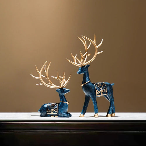 2 pçs/set resina veado estatueta elk estátua rena bonito veado escultura natal casa desktop painel do carro decoração artesanato presente