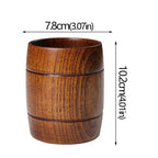 Copos retrô de madeira natural com barriga grande, estilo japonês, copo de água e leite, café, cerveja, chá, artesanal, natural, cozinha, bar, copos