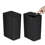 Lixeira de banheiro 10L lata de lixo pequena com tampa superior de imprensa para banheiro, quarto, sala de estar – cesto de lixo de plástico com tampa pop-up