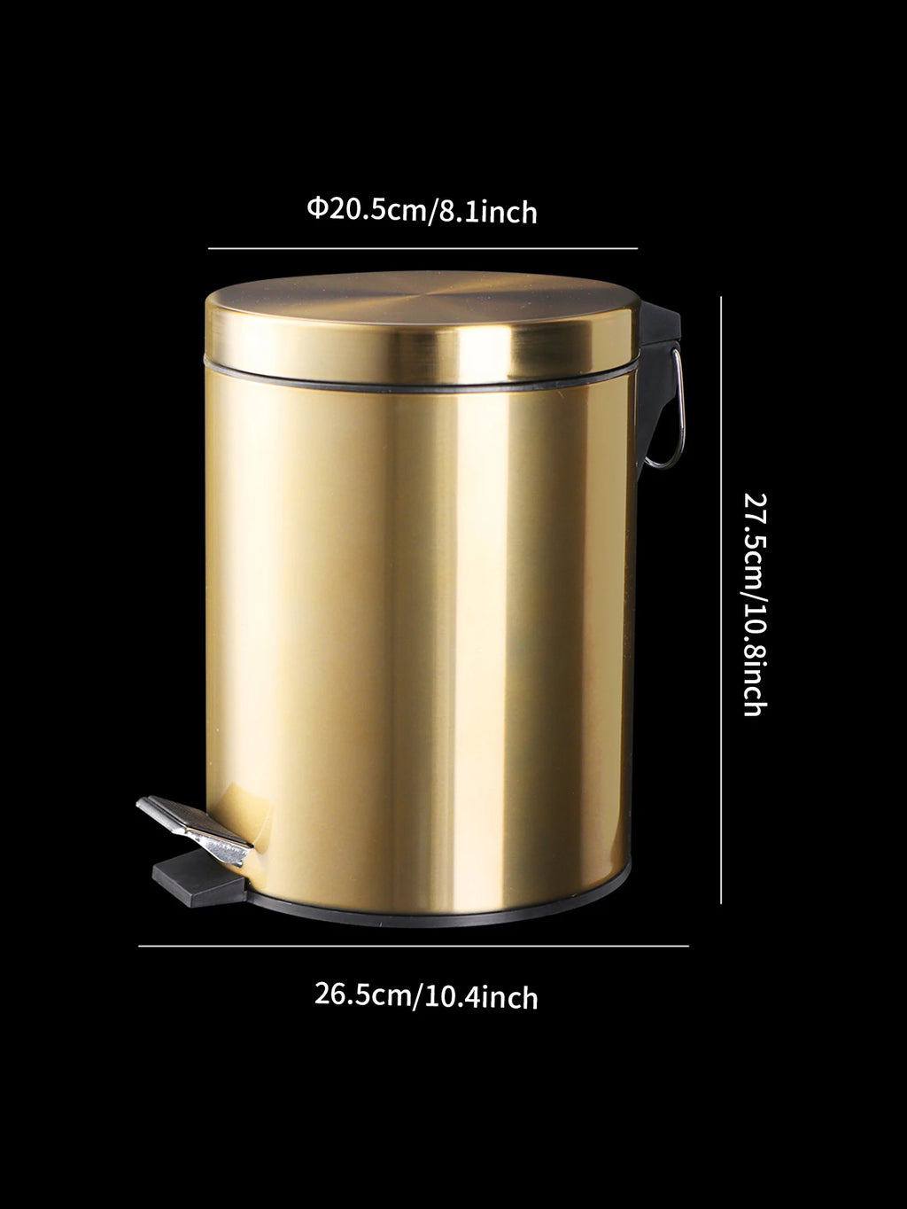 Moderno 5l de aço inoxidável champanhe silencioso hotel banheiro lixo e cozinha casa metal poubage pode pé ouro