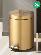 Moderno 5l de aço inoxidável champanhe silencioso hotel banheiro lixo e cozinha casa metal poubage pode pé ouro
