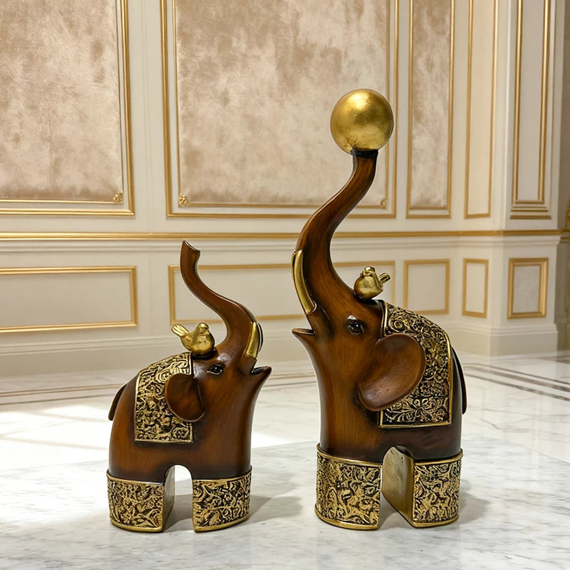 Escultura de Animal com Imitação de Madeira, Artesanato Criativo em Resina para Decoração de Quarto, Sala de Estar, Estudo, Entrada e Mesa