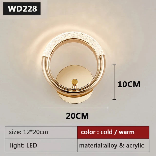 Nordic moderno decoração de luxo lâmpada parede base ferro acrílico abajur requintado noite arandela luz led quarto decoração brilho parede