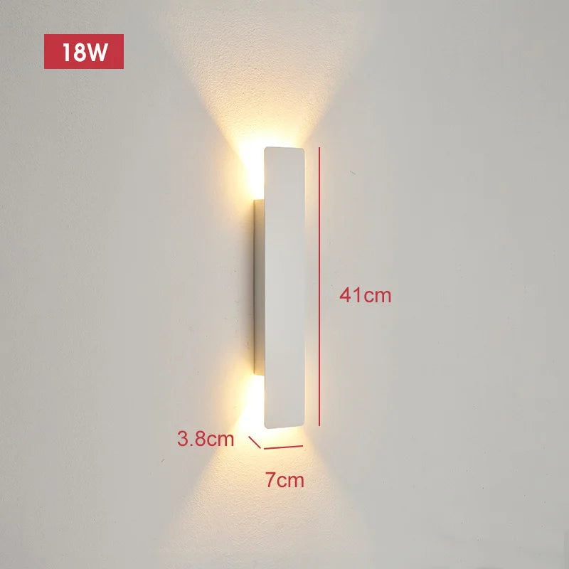 Lâmpadas de parede à prova dwaterproof água ao ar livre tira luzes de parede de alumínio 18w led preto lâmpada de parede quarto exterior luminárias ao ar livre