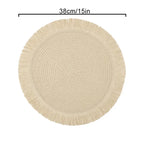 Sousplats Trançados com Franjas para Cozinha e Sala de Jantar, Resistentes ao Calor, Estilo Minimalista com Base Antiderrapante