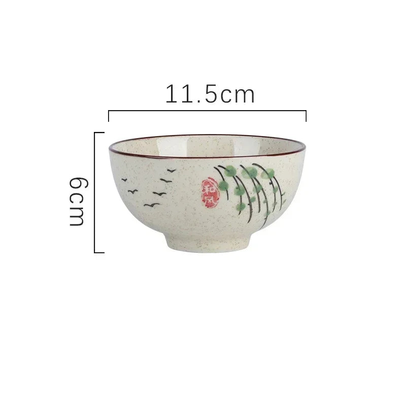 Japonês Retro Household Cerâmica Arroz Bowl, Restaurante e Home Louça, Comendo Pratos, Tigela de Sopa, 4,5 em