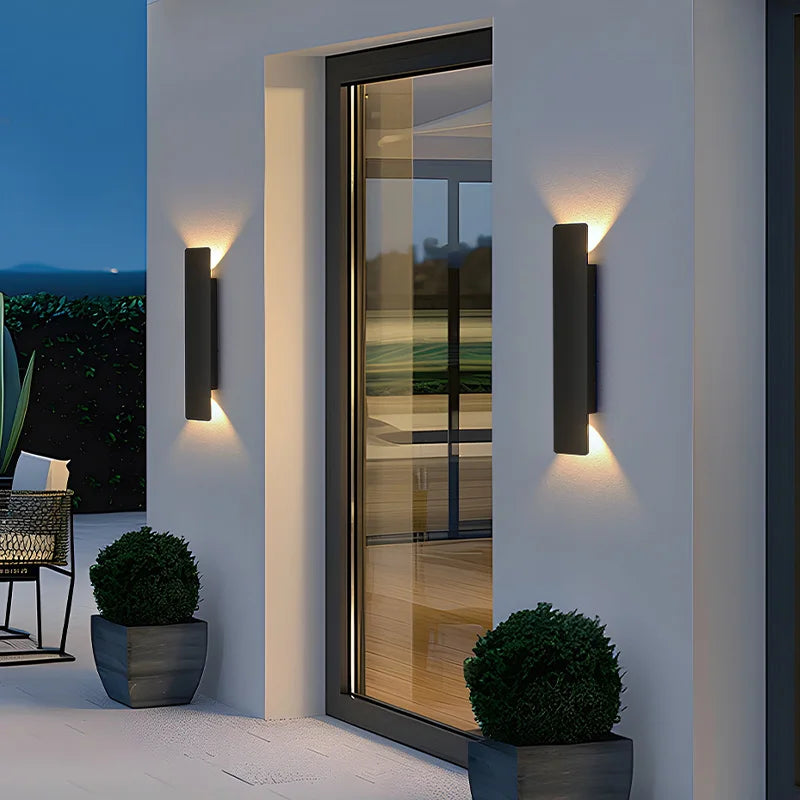 Lâmpadas de parede à prova dwaterproof água ao ar livre tira luzes de parede de alumínio 18w led preto lâmpada de parede quarto exterior luminárias ao ar livre