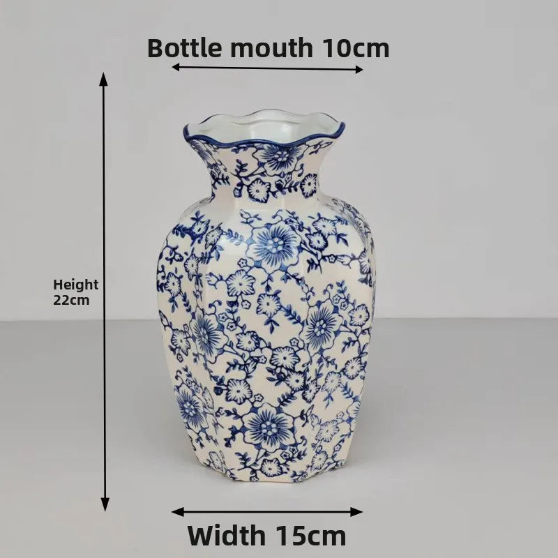 Vasos decorativos de porcelana azul e branca chinesa, vasos de cerâmica retrô, decorações para casa, sala de estar, escritório, artesanato, presentes.