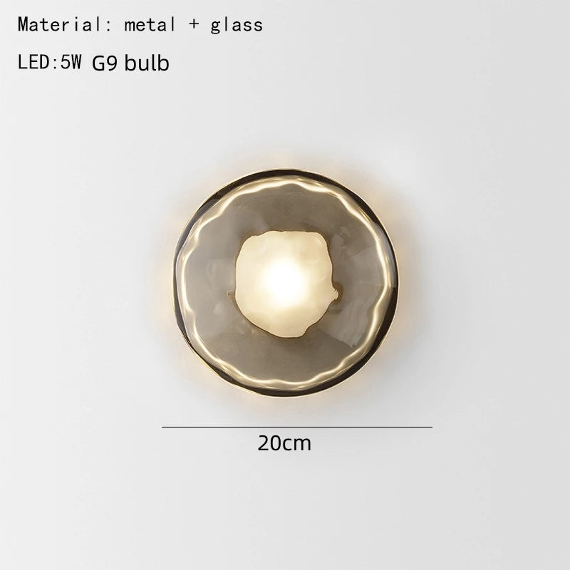 Nordic cinza branco vidro transparente 20cm luz de parede ouro preto metal lâmpada g9 para quarto salão restaurante corredor arandela