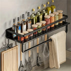 Rack de armazenamento multifuncional com haste, prateleira de temperos, parede, itens de cozinha, 1