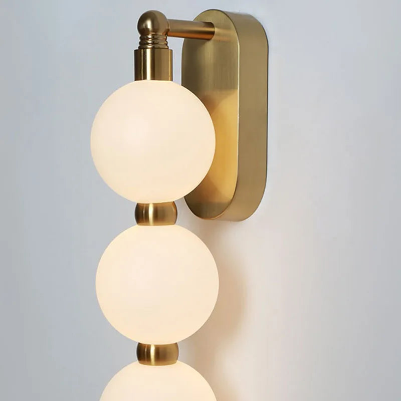 Luminárias de parede com bolas de acrílico brancas, com dimmer ajustável, metal dourado, para sala de estar, quarto, escadas, corredor, envio direto