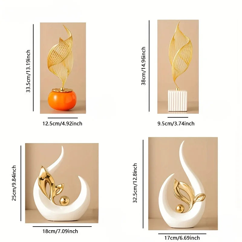 Estátuas cerâmicas luxuosas criativas para a sala de estar, esculturas nórdicas, acessórios da mesa do escritório, decoração da atmosfera