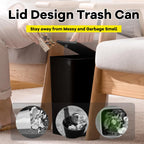 Lixeira de banheiro 10L lata de lixo pequena com tampa superior de imprensa para banheiro, quarto, sala de estar – cesto de lixo de plástico com tampa pop-up