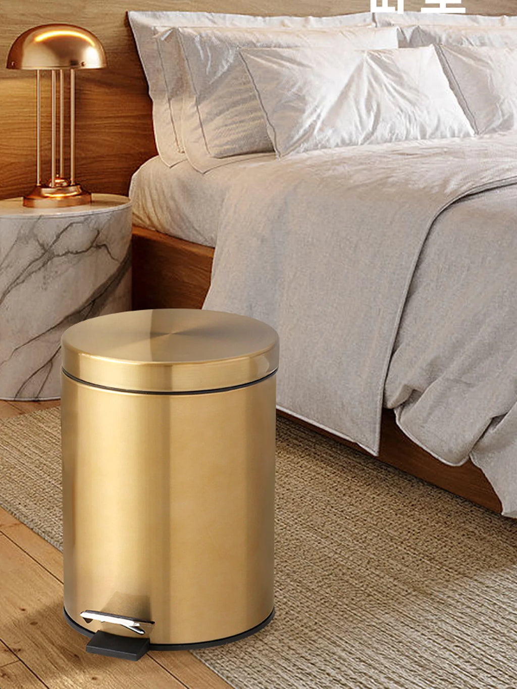 Moderno 5l de aço inoxidável champanhe silencioso hotel banheiro lixo e cozinha casa metal poubage pode pé ouro