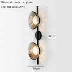 Nordic cinza branco vidro transparente 20cm luz de parede ouro preto metal lâmpada g9 para quarto salão restaurante corredor arandela