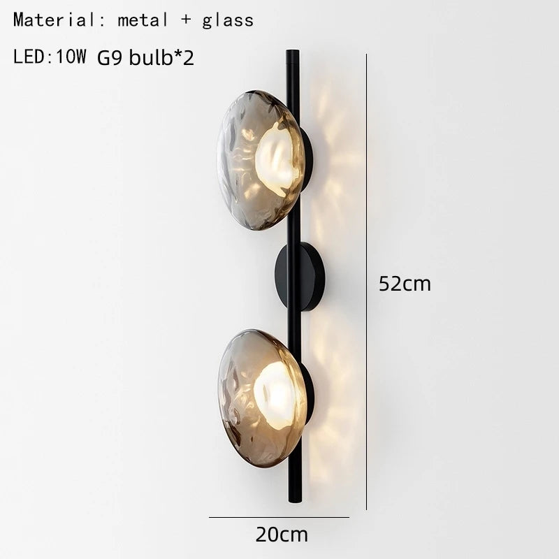 Nordic cinza branco vidro transparente 20cm luz de parede ouro preto metal lâmpada g9 para quarto salão restaurante corredor arandela