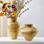 1 peça, um vaso decorativo em forma de jarra de terraço retrô, um vaso decorativo de casa com jarra de terraço dourada antiga