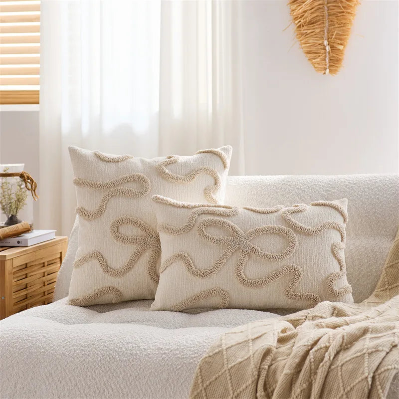 Arco capa de almofada ultra macio chenille lance capa de almofada para sofá sala estar estilo nórdico tufado capa de almofada decorativa
