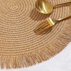 Sousplats Trançados com Franjas para Cozinha e Sala de Jantar, Resistentes ao Calor, Estilo Minimalista com Base Antiderrapante