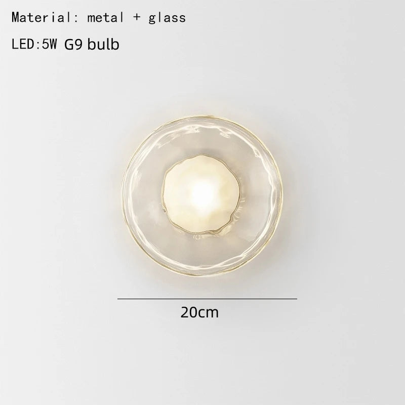 Nordic cinza branco vidro transparente 20cm luz de parede ouro preto metal lâmpada g9 para quarto salão restaurante corredor arandela