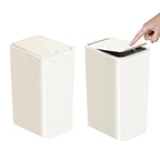 Lixeira de banheiro 10L lata de lixo pequena com tampa superior de imprensa para banheiro, quarto, sala de estar – cesto de lixo de plástico com tampa pop-up