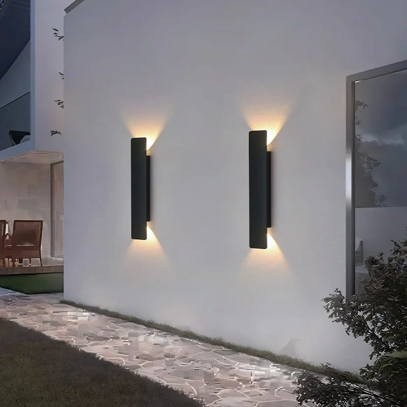 Lâmpadas de parede à prova dwaterproof água ao ar livre tira luzes de parede de alumínio 18w led preto lâmpada de parede quarto exterior luminárias ao ar livre