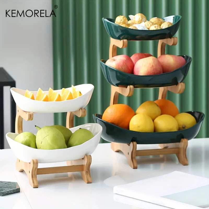 Cesta De Frutas Secas De Plástico Moderno Criativo, Prato de Lanche, Suporte De Bolo, Saladeira, Placa para Sala De Estar Em Casa, 2 ou 3 Camadas