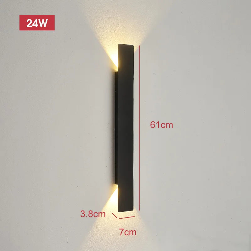 Lâmpadas de parede à prova dwaterproof água ao ar livre tira luzes de parede de alumínio 18w led preto lâmpada de parede quarto exterior luminárias ao ar livre