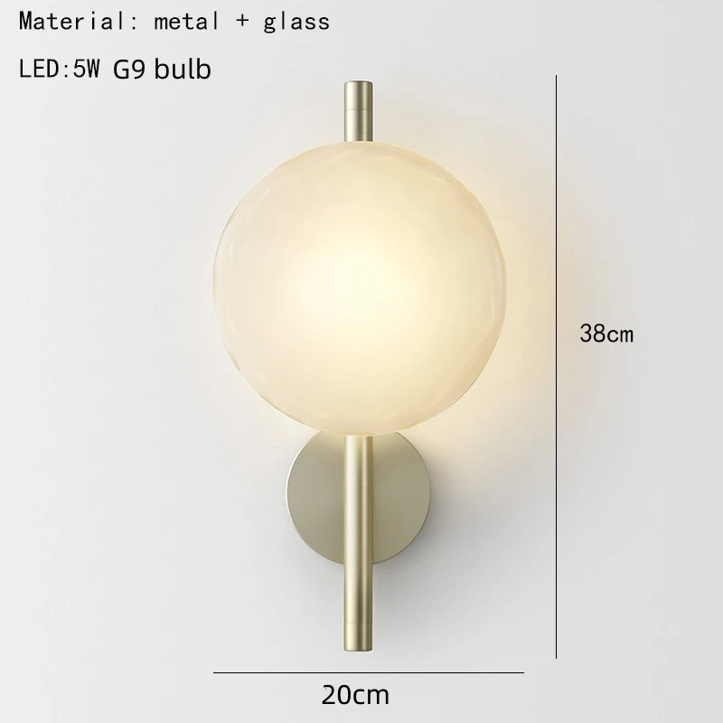 Nordic cinza branco vidro transparente 20cm luz de parede ouro preto metal lâmpada g9 para quarto salão restaurante corredor arandela