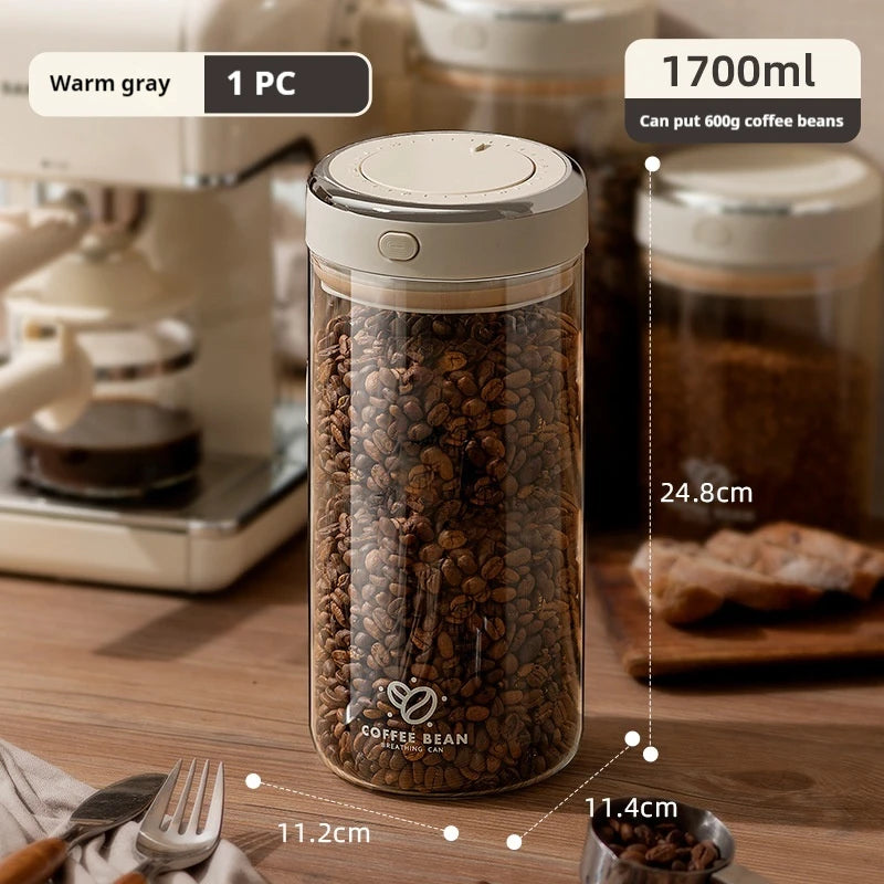 Frasco selado de grãos de café de qualidade alimentar a vácuo com rastreador de data e recipientes de armazenamento de válvula de feijão para grãos, lanches, açúcar, chá
