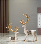 2 pçs/set resina veado estatueta elk estátua rena bonito veado escultura natal casa desktop painel do carro decoração artesanato presente