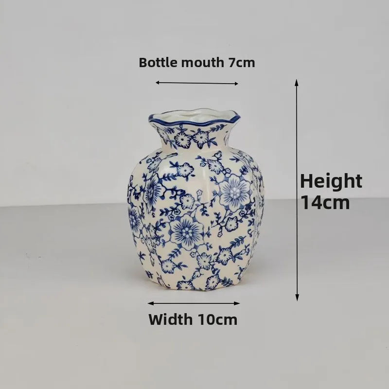 Vasos decorativos de porcelana azul e branca chinesa, vasos de cerâmica retrô, decorações para casa, sala de estar, escritório, artesanato, presentes.