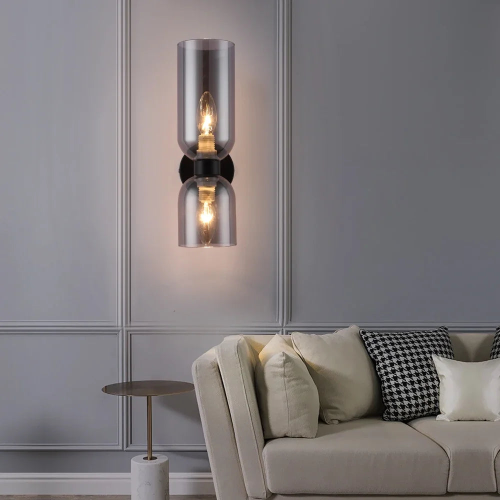 Luminária de parede de vidro moderna e minimalista, luxuosa, para quarto, cabeceira, decoração nórdica, corredor, escada, iluminação artística