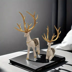 2 pçs/set resina veado estatueta elk estátua rena bonito veado escultura natal casa desktop painel do carro decoração artesanato presente