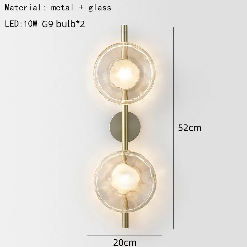 Nordic cinza branco vidro transparente 20cm luz de parede ouro preto metal lâmpada g9 para quarto salão restaurante corredor arandela