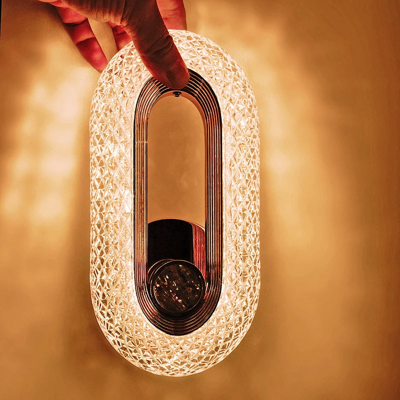Nordic moderno decoração de luxo lâmpada parede base ferro acrílico abajur requintado noite arandela luz led quarto decoração brilho parede