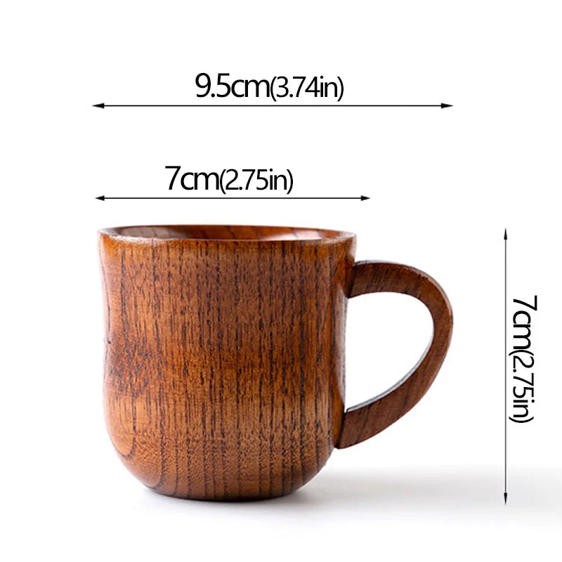 Copos retrô de madeira natural com barriga grande, estilo japonês, copo de água e leite, café, cerveja, chá, artesanal, natural, cozinha, bar, copos
