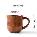 Copos retrô de madeira natural com barriga grande, estilo japonês, copo de água e leite, café, cerveja, chá, artesanal, natural, cozinha, bar, copos