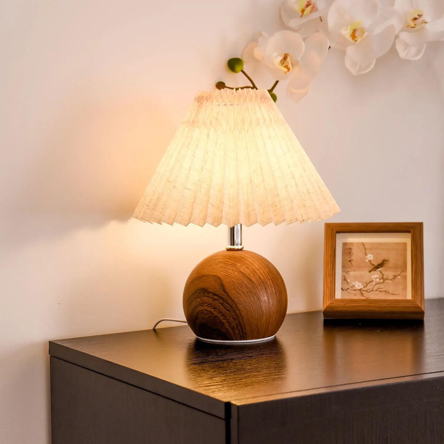 Candeeiro de mesa led nórdico tecido plissado tricolor luz eua/ue/usb sala estar casa quarto atmosfera decoração led night light