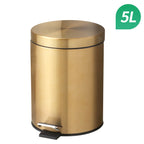 Moderno 5l de aço inoxidável champanhe silencioso hotel banheiro lixo e cozinha casa metal poubage pode pé ouro