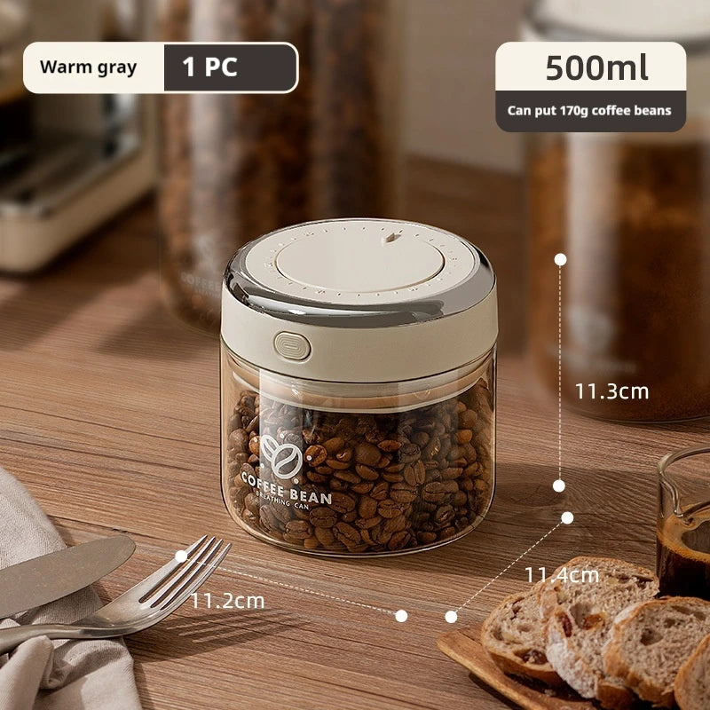 Frasco selado de grãos de café de qualidade alimentar a vácuo com rastreador de data e recipientes de armazenamento de válvula de feijão para grãos, lanches, açúcar, chá