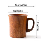 Copos retrô de madeira natural com barriga grande, estilo japonês, copo de água e leite, café, cerveja, chá, artesanal, natural, cozinha, bar, copos